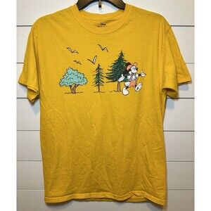 DISNEY Mickey Mouse Exploring the Great Outdoors Yellow Shirt Men's MEDIUM‎